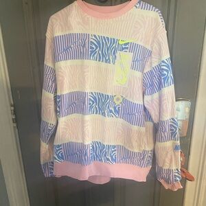 Nike Pink and White Striped Top